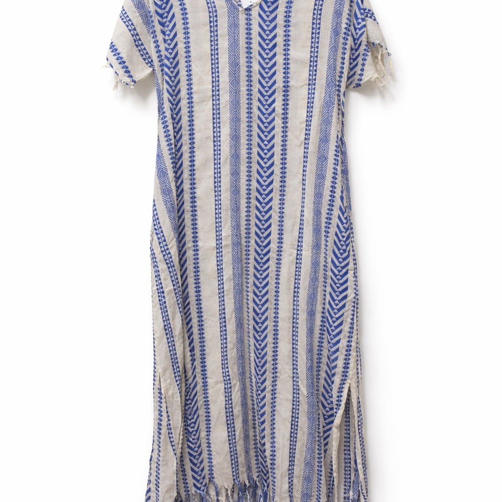 Blue and White Striped Maxi Coverup
